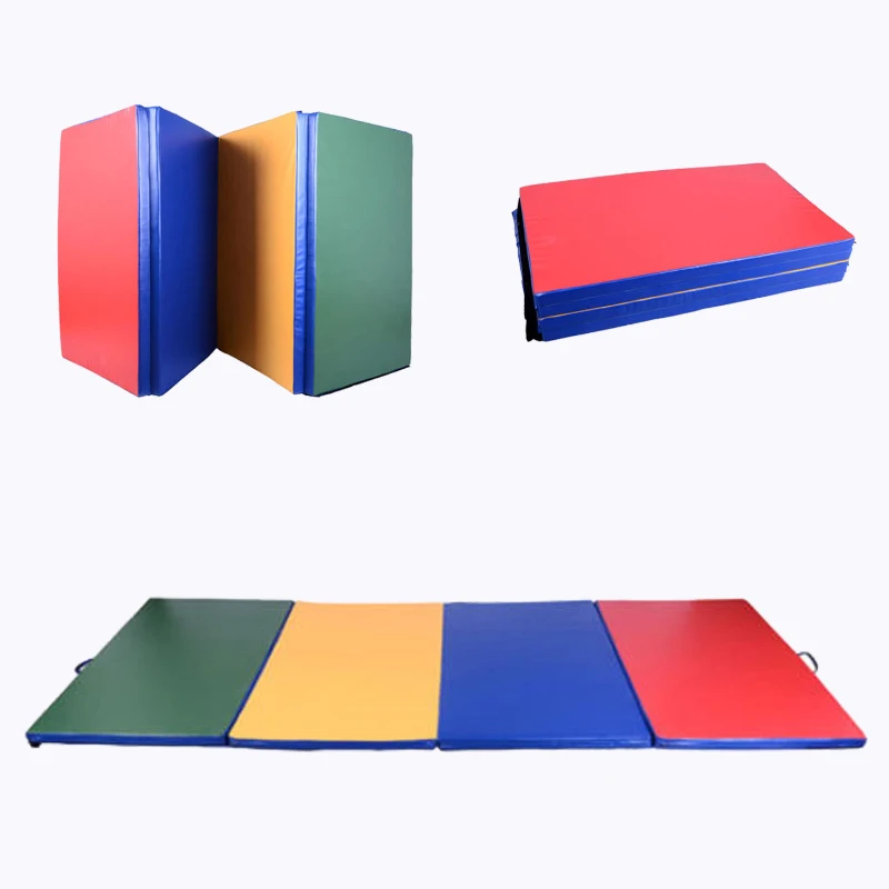 Soozier 6' x 4' x 2" PU Leather Folding Gymnastics/ Martial Arts Mat - Primary Colors