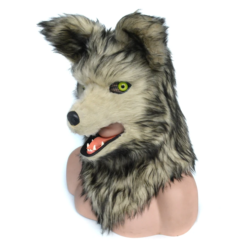 HomCom Grey Wolf Costume Mouth Mover Hood