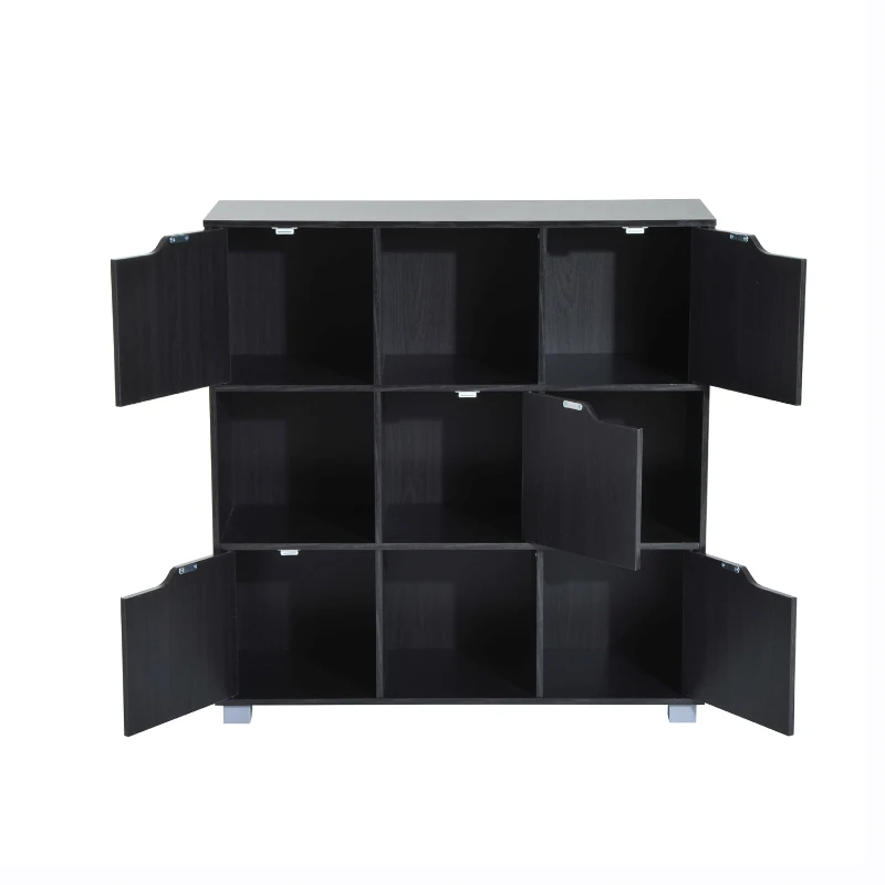HomCom 37” Office Bookshelf 9 Cube Storage Organizer With Doors - Black