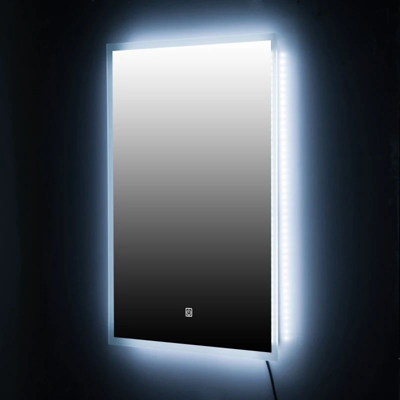 Kleankin 24" x 32" Vertical LED Illuminated Wall Mount Square Backlit Bathroom Mirror