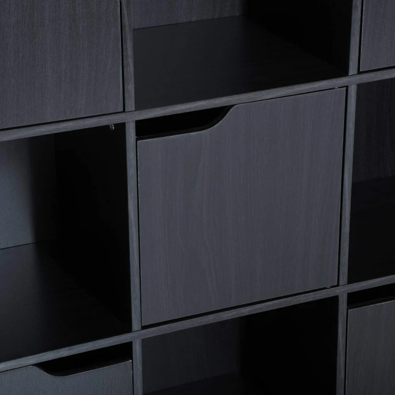 HomCom 37” Office Bookshelf 9 Cube Storage Organizer With Doors - Black