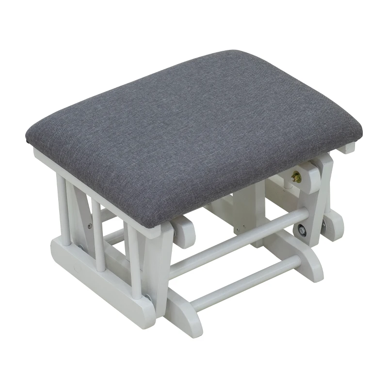 HomCom 2 Piece Rubberwood Linen Glider Rocking Chair with Ottoman Set - Grey