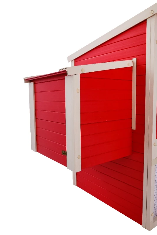 New Age Farm Sonoma Chicken Coop in Red and Maple