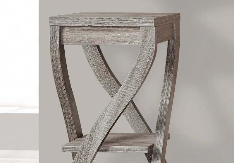 Monarch 32" Modern Curved Leg Design 3-Tier Wood Grain-Look Accent Console Table - Dark Taupe Finish