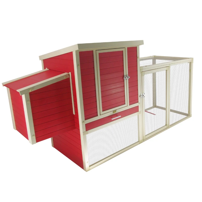 New Age Farm Sonoma Chicken Coop in Red and Maple