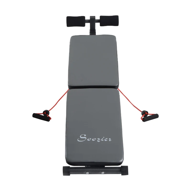 Soozier Adjustable Folding Ab Decline Sit-Up Bench with Resistance Bands