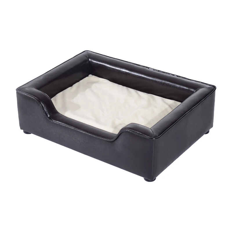 Pawhut Luxury Pet / Dog Sofa Bed – Black with Cream