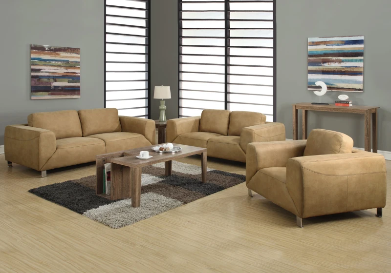 CHAIR - TAN / CHOCOLATE BROWN CONTRAST MICRO-SUEDE MON-I-8511TN