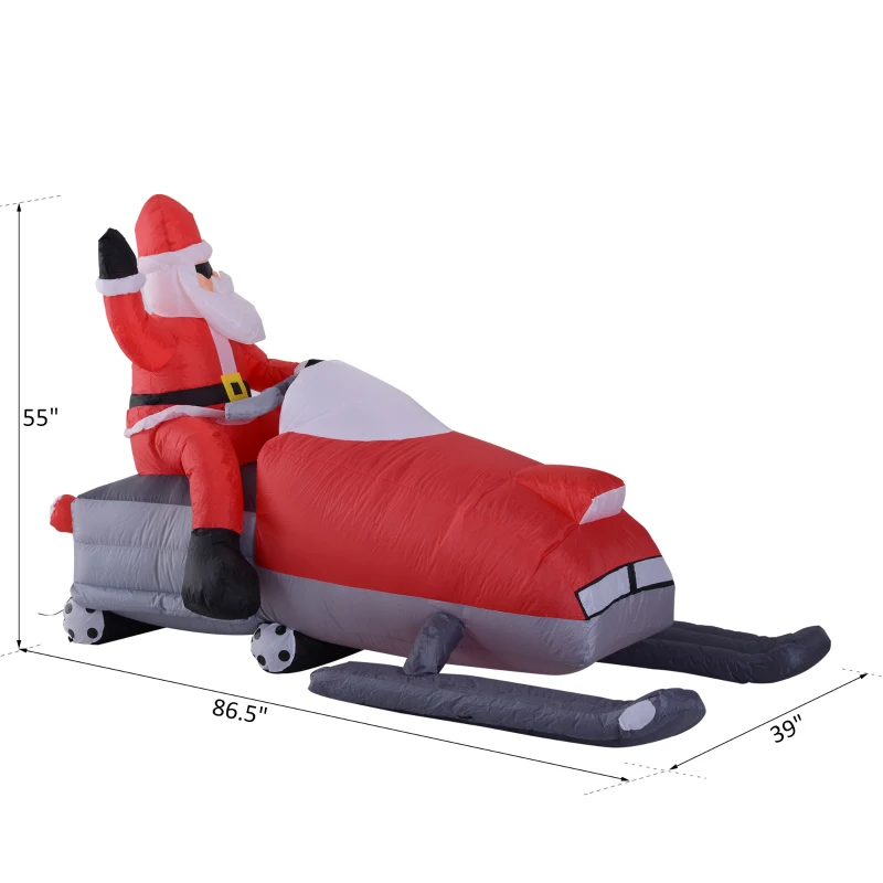 HomCom 7' Outdoor Animated Christmas Inflatable Santa on a Snowmobile