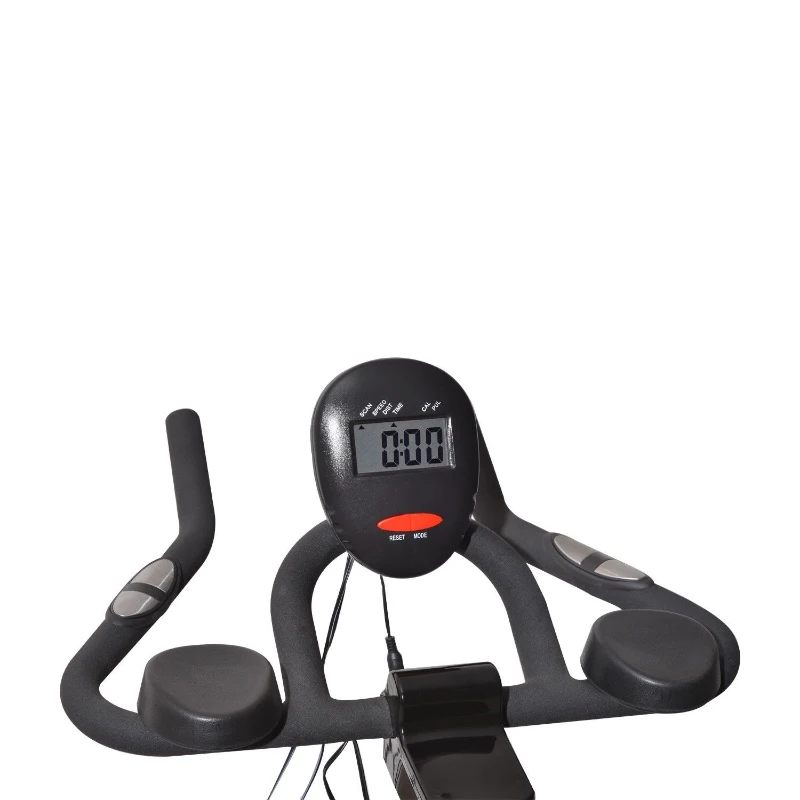 Soozier Pro Upright Stationary Exercise Cycling Bike w/ LCD Monitor - Black and Red