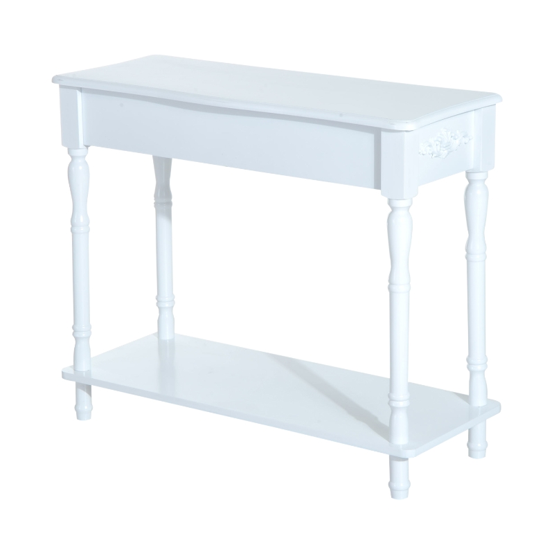 HomCom 28"H Modern Country 2 Drawer Wooden Entryway Console Table - Glossy White