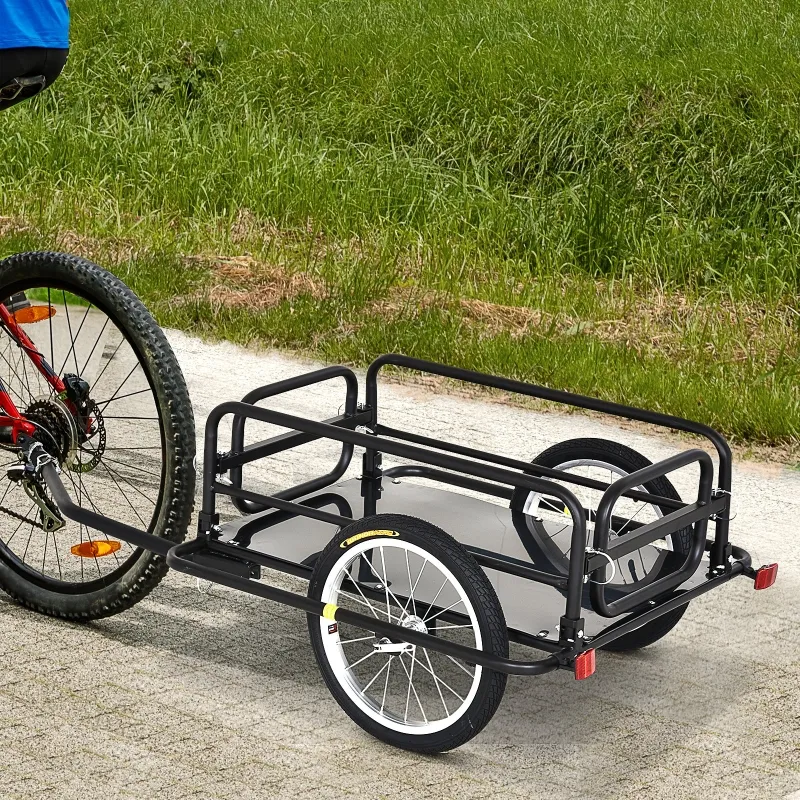Aosom Cycle Utility Trailer Folding Bicycle Cargo Trailer Utility Bike Cart Carrier Garden Patio Tool New