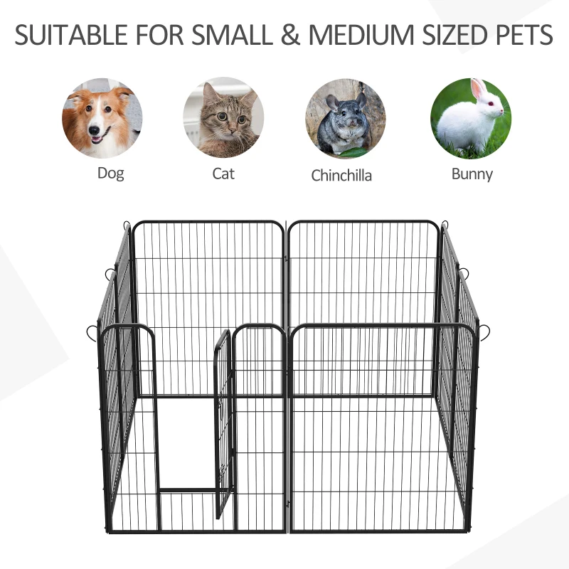PawHut X Pen for Dogs 8 Panel Pet Playpen Heavy-Duty Iron Indoor/Outdoor 40-inch Black