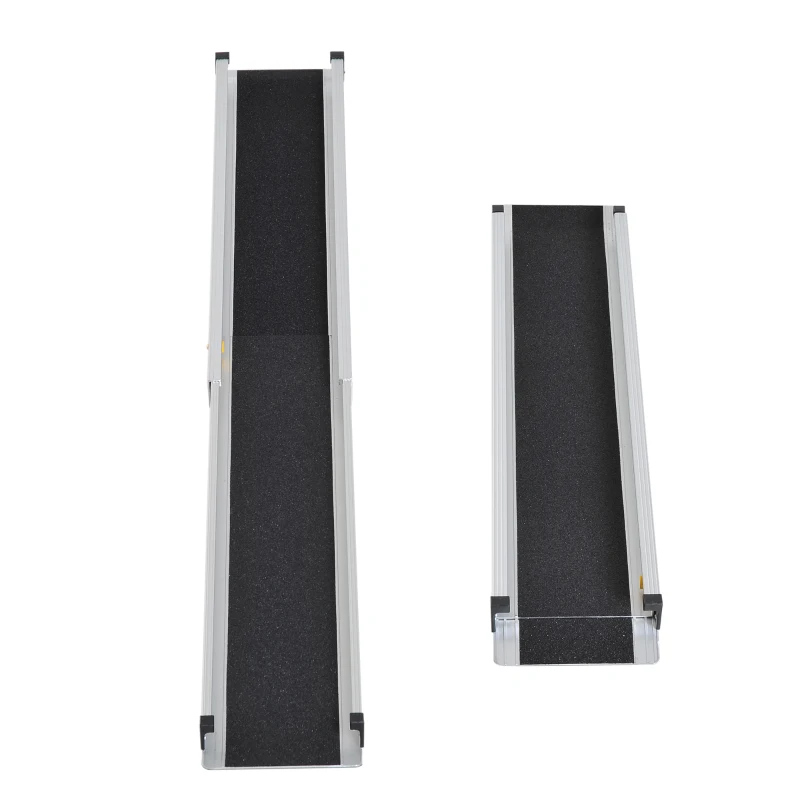HOMCOM Portable Ramps Set of 2 3'-5' Wheelchair Ramp Telescoping Retractable Aluminum Mobility Easy Access Carrier Ramp Scooter Loading Skidproofﾠ