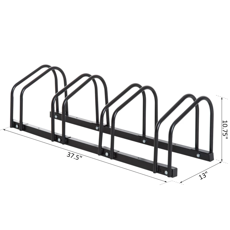 HOMCOM Bike Parking Stand Floor Wall Mount  Storage Locking Rack Holder for 4-Bicycle Outdoor Steel