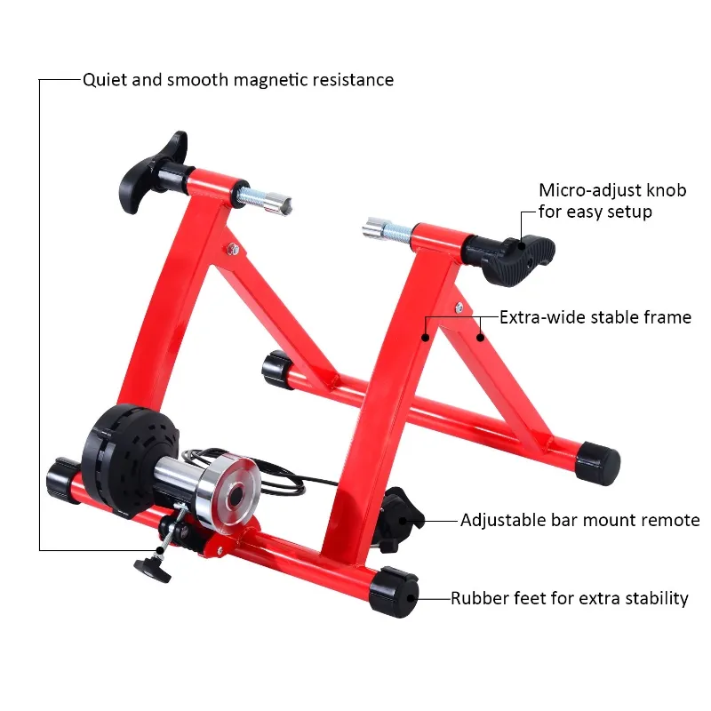 Soozier Magnetic Bike trainer Stand for Indoor Exercise with 5 Levels of Resistance, Red