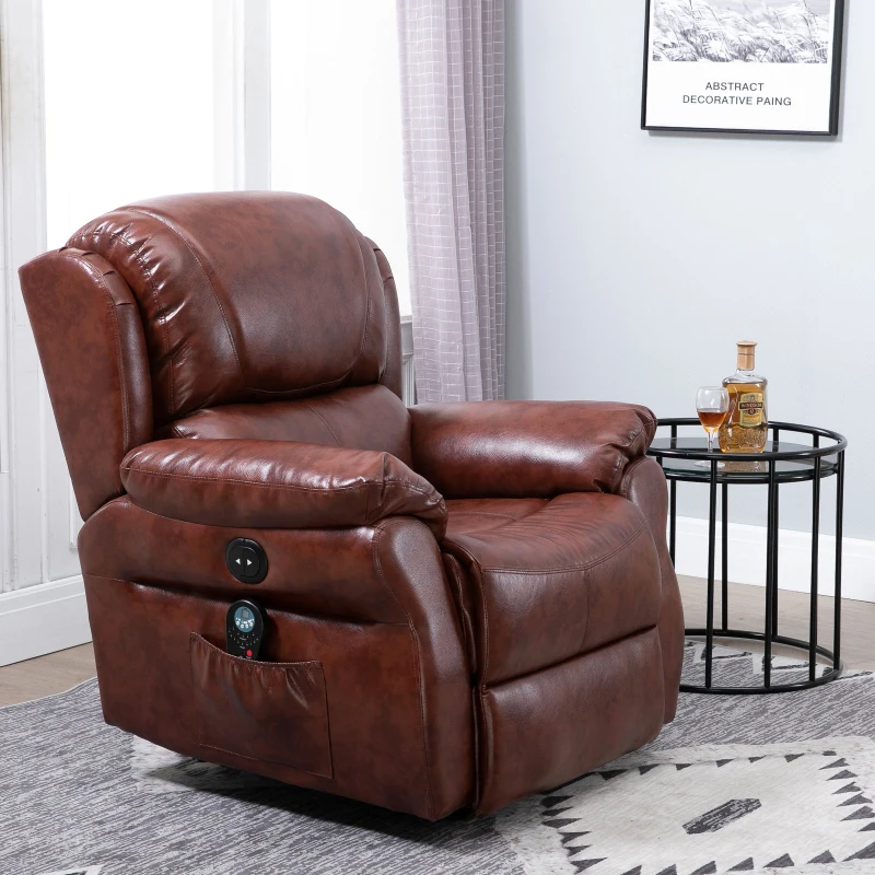 HOMCOM Power Lift Recliner 8- Point Massage Sofa Electric Power Recliner Over Padded PU Leather