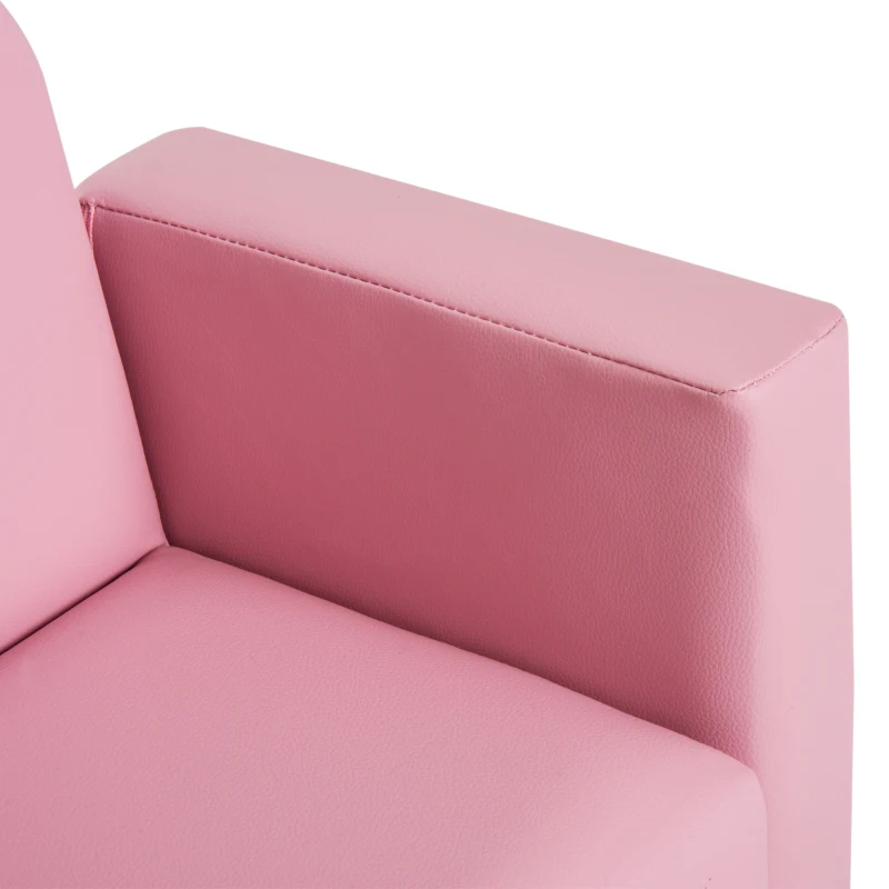 Qaba Kids Armchair 2-in-1 Multifunctional Children Armchair Kids Table & Sofa Set Pink