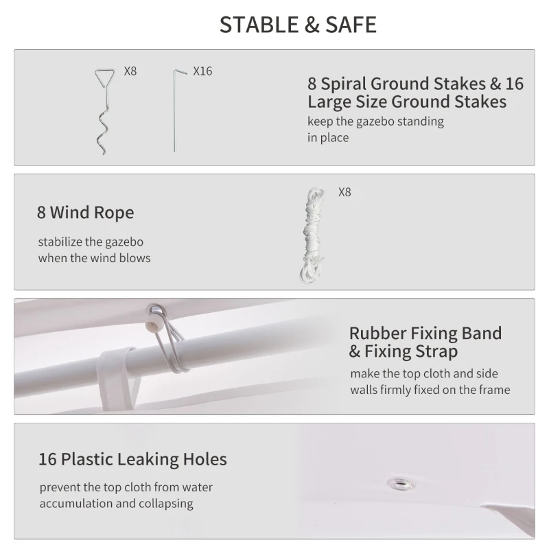 Outsunny Event Tent 22.3ft Octagonal Wedding Party Outdoor Shelter with 8 Removable Walls White