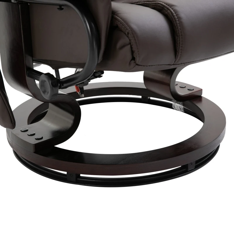 HOMCOM Massage Recliner Chair with Footrest 10 Vibration Point Faux PU Leather Brown