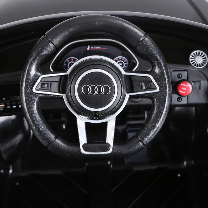 Aosom 6V Licensed Audi Toy Car Electric Cars Suspension Wheel 1 Seater 2 Openable Door Adjustable Speed For 3 - 8 Years Old Kids Black