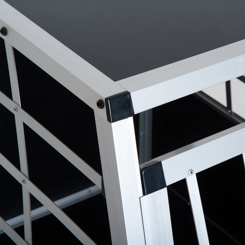 PawHut Dog Car Crate 36" Aluminum Dog Cage Pet Travel Tapered Roof Cat Transport Box Pet Kennel Playpen