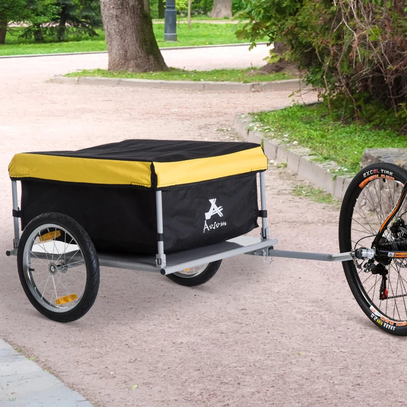 Aosom Cycle Force Trail Cargo Trailer Bicycle Trailer Garden Cart Carrier Tool Yellow