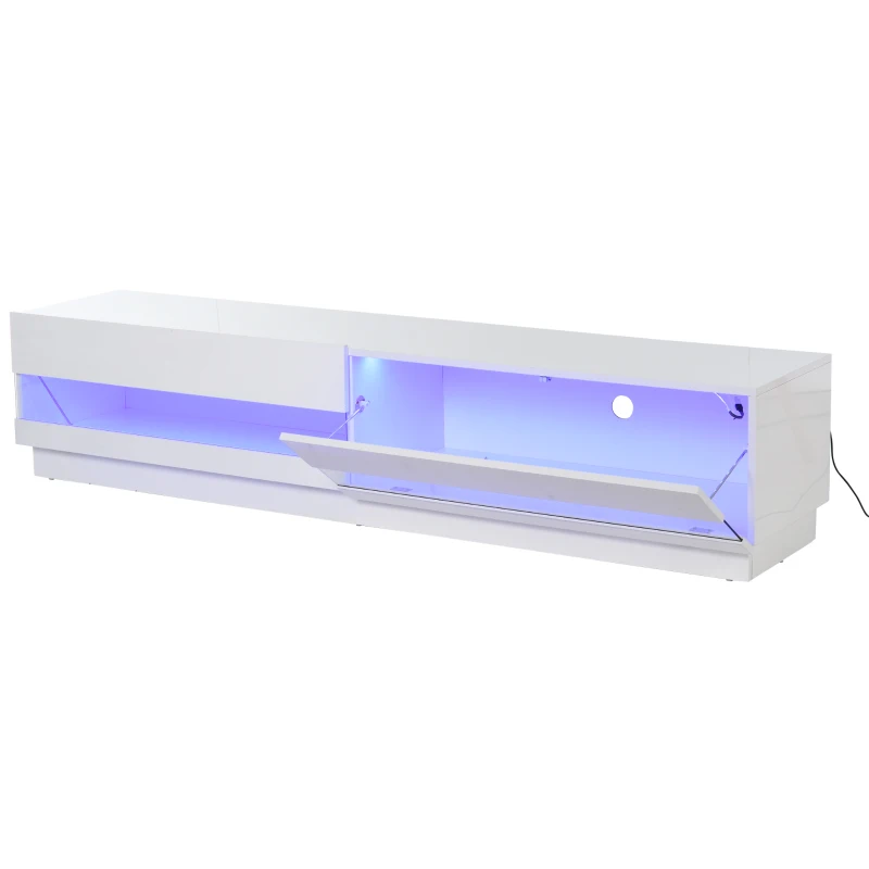 HOMCOM White Gloss TV Stand 71" High LED TV Cabinet Entertainment Center Storage Unit, White