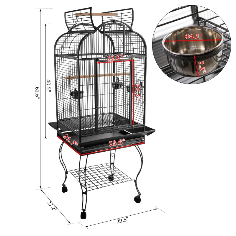 PawHut Large Bird Cage 63-inch Large Bird Parrot Cage Open Play Top