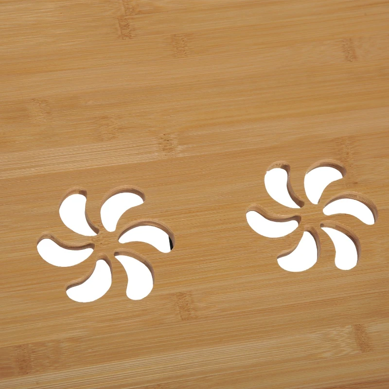 HOMCOM Bed Tray Table Adjustable Bamboo Laptop Tray Desk Notebook Table with Side Drawer and Foldable Legs