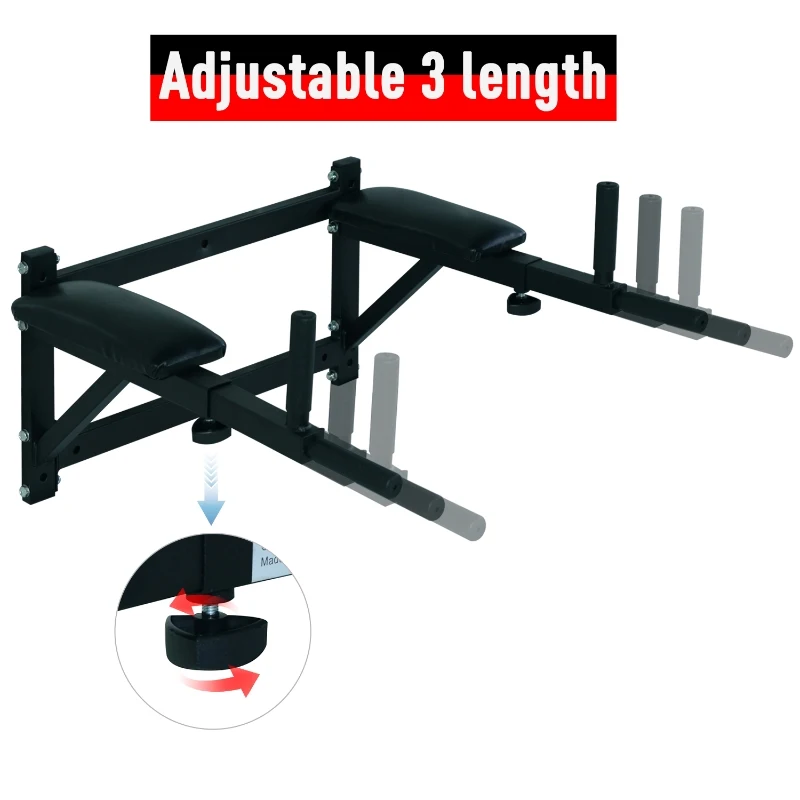 Soozier Wall Mounted Dip Station Dipping Knee Raise Station Triceps Leg Dip Raise Bars Rack, Black