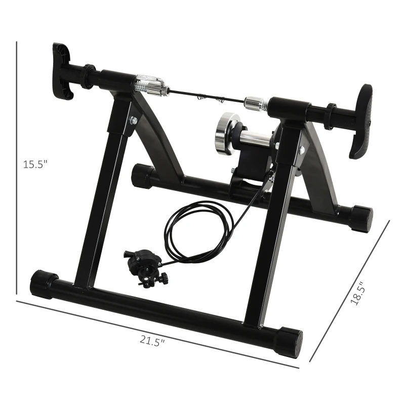 Soozier Indoor Bike Trainer Magnetic Bike Bicycle Trainer Stand 5 Level Resistance Folding Black