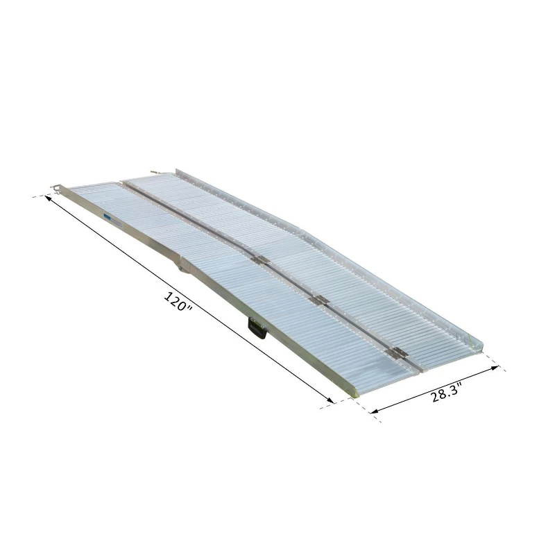 Homcom Portable Ramp 10.2ft Foldable Wheelchair Ramp Scooter Mobility Carrier Ramp, Aluminum Alloy