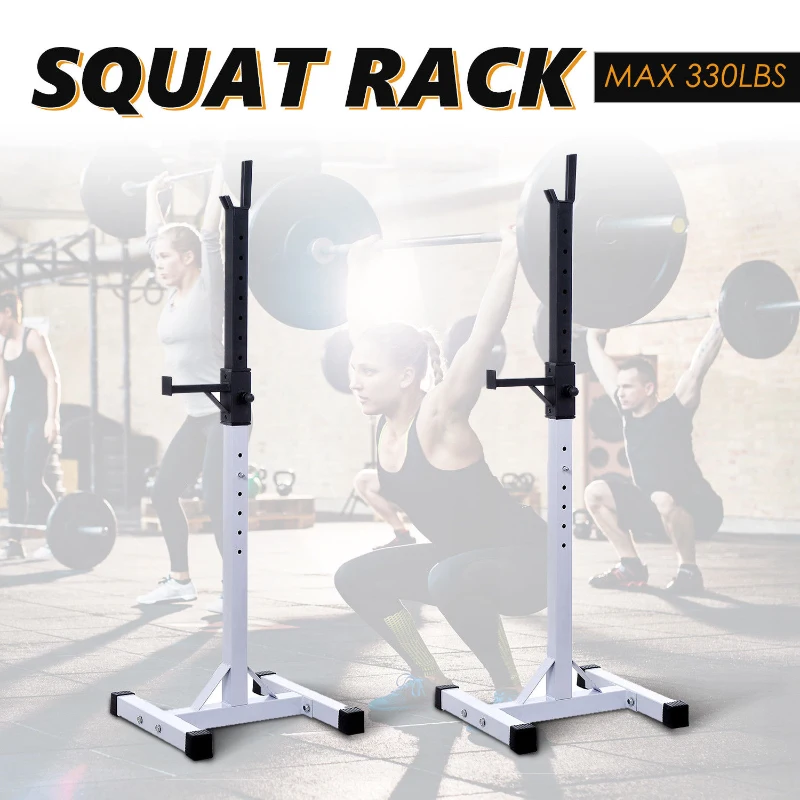 [Pick Up Only]Soozier Squat Stand Adjustable Stable Squat Stand Portable 2 Bars Holder (Black/White)