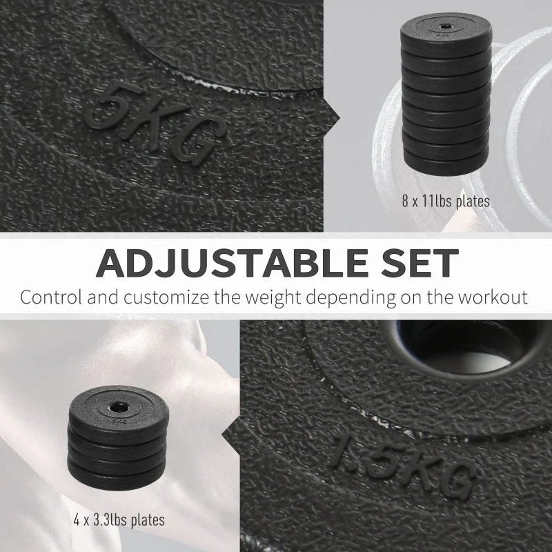 Soozier 110lbs Adjustable Dumbbell Set Weight Fitness Training Exercise - Black (pair)