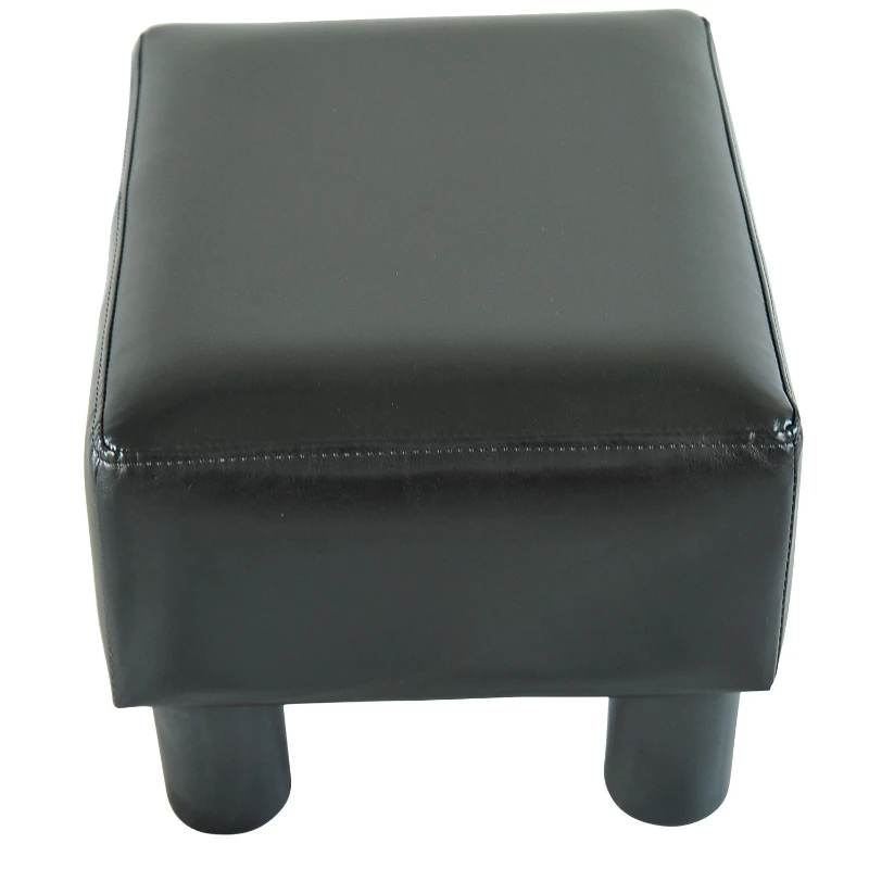 HOMCOM Small Footstool Modern Faux Leather Ottoman Footrest Sofa Side Stool Rectangle Black
