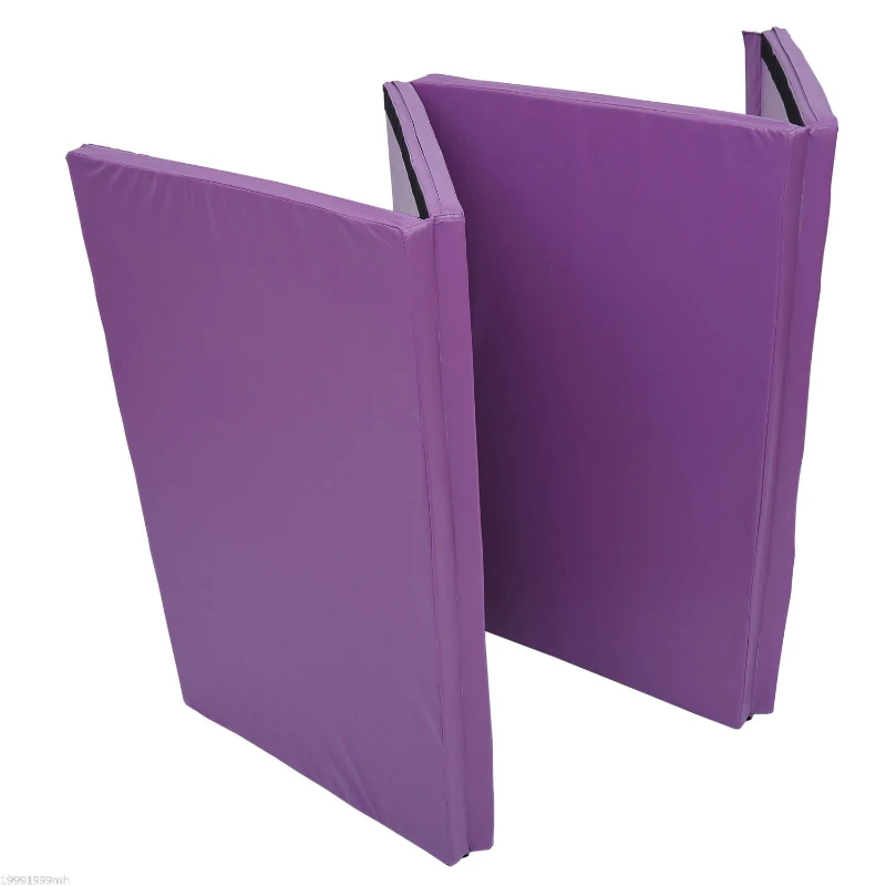 Soozier Tumbling Mats 4ftx10ftx2inch PU Leather Gymnastics Gym Mat Arts Folding Yoga Exercise Mat Pad 4 Panel Purple