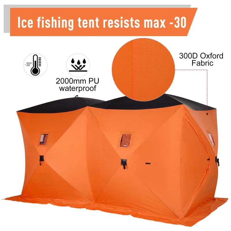 Outsunny Fishing Tent Portable 8-Person Ice Fishing Tent Shelter with Ventilation Windows and Carry Bag