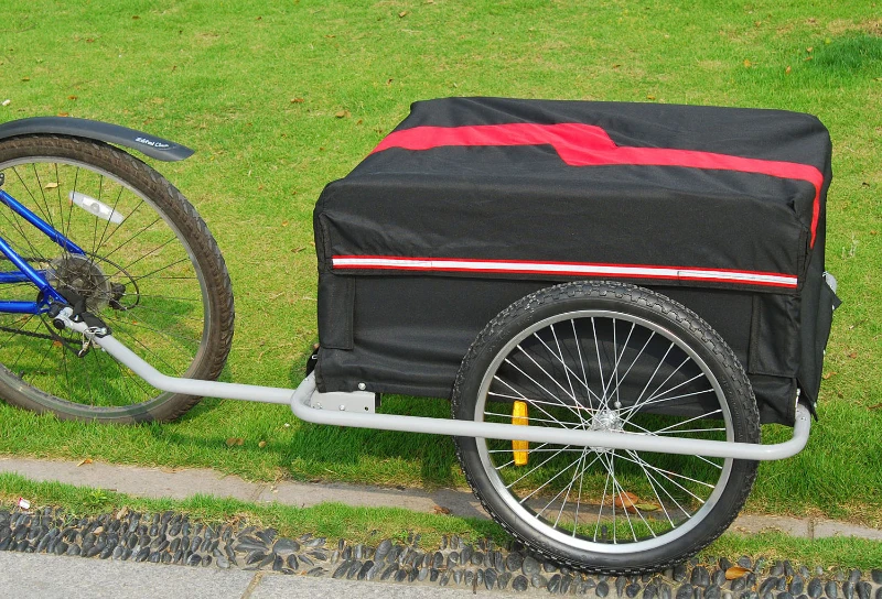 Aosom Bicycle Cargo Trailer Cart Carrier for Garden Use with Cover