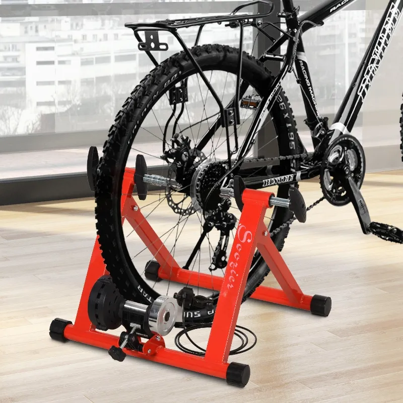 Soozier Magnetic Bike trainer Stand for Indoor Exercise with 5 Levels of Resistance, Red