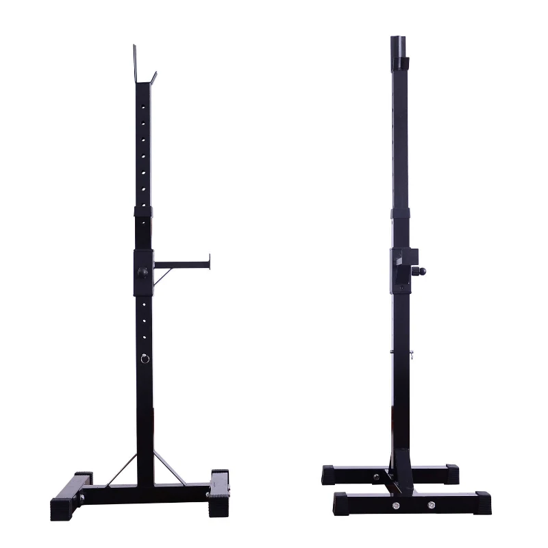 Soozier Barbell Stands Adjustable Stable Squat Stand Portable 2 Bars Holder (Black/Grey)