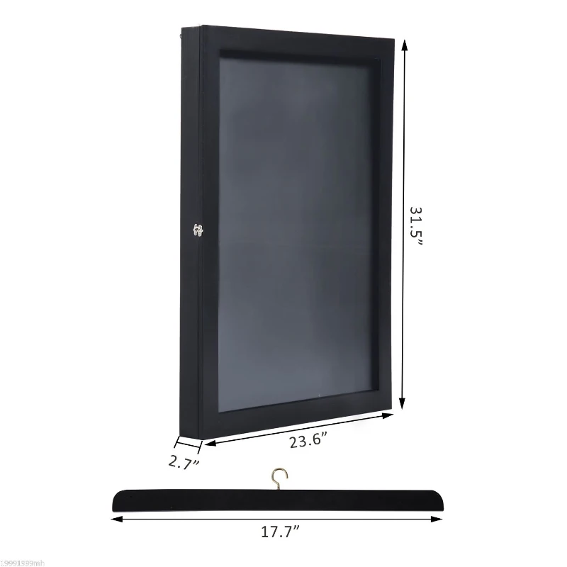 HOMCOM Jersey Shadow Box Shirt Shadow Box Cabinet Football Baseball Basketball, Black