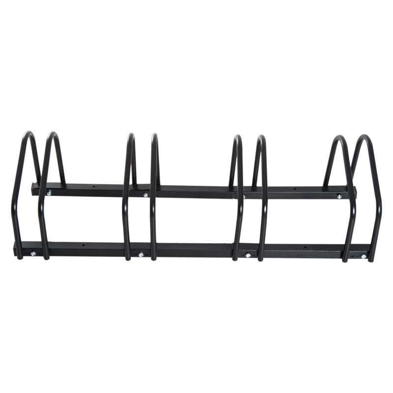 HOMCOM Bike Parking Stand Floor Wall Mount  Storage Locking Rack Holder for 4-Bicycle Outdoor Steel