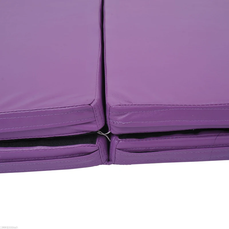 Soozier Tumbling Mats 4ftx10ftx2inch PU Leather Gymnastics Gym Mat Arts Folding Yoga Exercise Mat Pad 4 Panel Purple