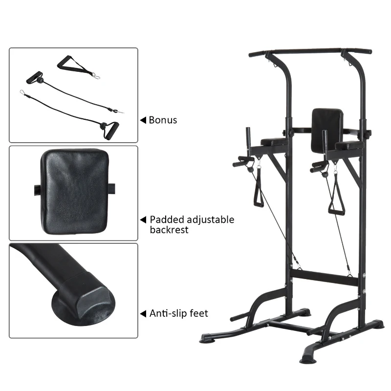 Soozier Multi-Function Power Tower Chin Up Bar Stand Dip Machine Full Body Workout Training Fitness Equipment
