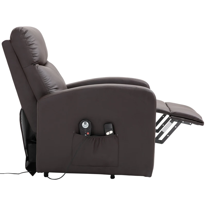 HOMCOM Lift Chair Recliner 8- Point Massage Sofa Electric Power Lift Recliner Over Padded PU Leather W/ Remote Controllers