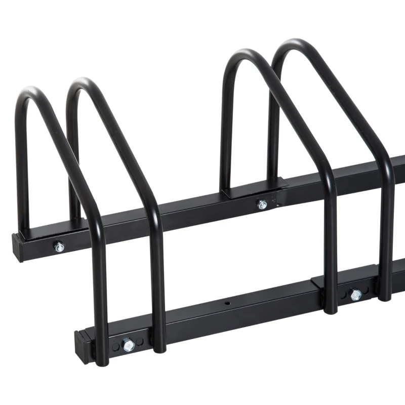 HOMCOM Bike Parking Stand Floor Wall Mount  Storage Locking Rack Holder for 4-Bicycle Outdoor Steel