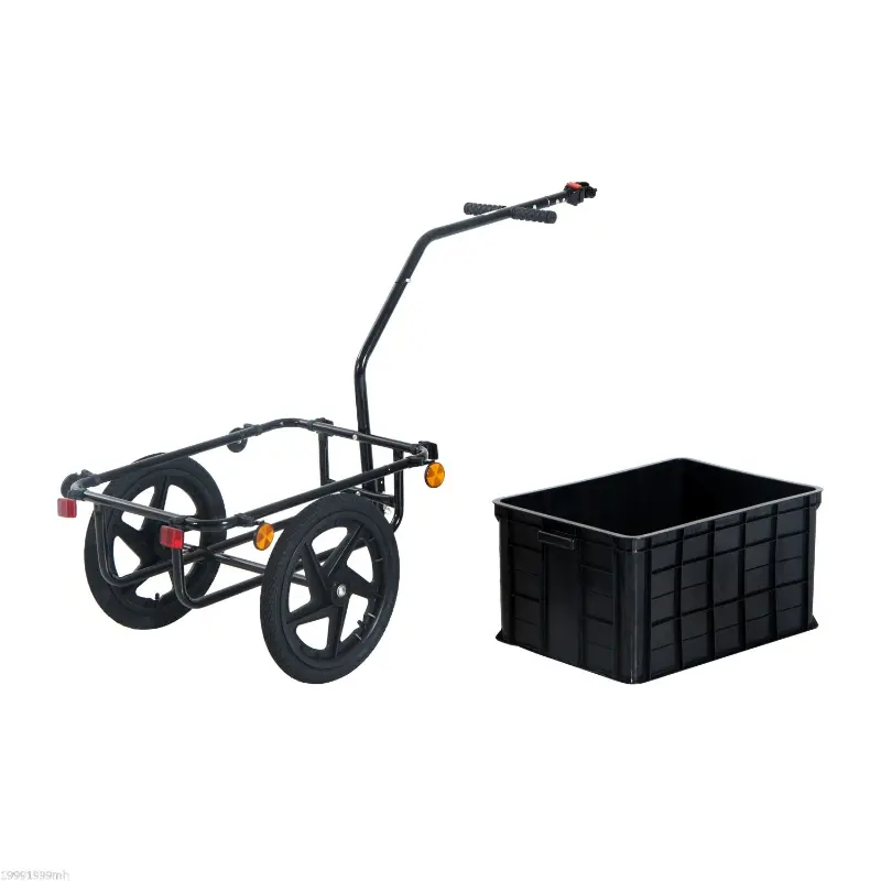 Aosom Bicycle Cargo Trailer 16 inch Air Wheel Wagon Trailer with Suitcase Large Capacity Enclosed Stroller Wagon - Black
