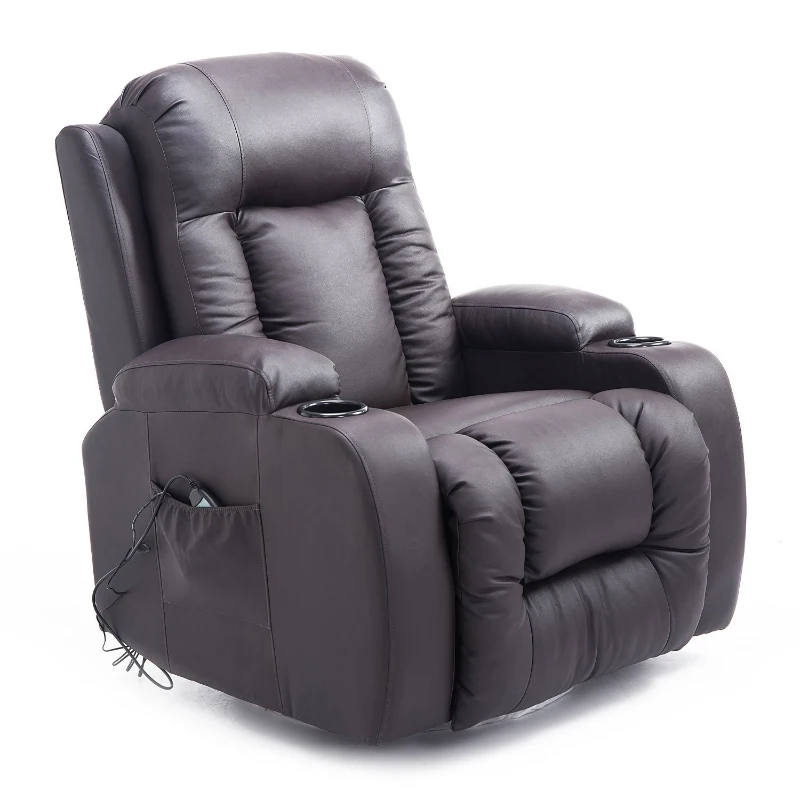 HOMCOM Faux Leather Vibrating Massage Recliner Chair with Remote Brown (No Heat)