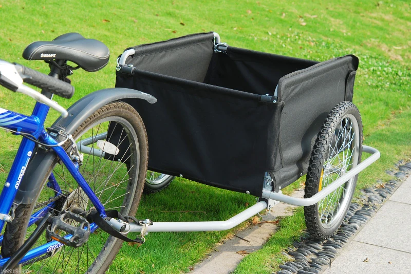 Aosom Bicycle Cargo Trailer Cart Carrier for Garden Use with Cover